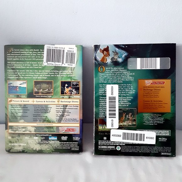 Walt Disney's DVD Lot; Bambi Platinum Edition (VG) & Bambi II (New) - Picture 2 of 5